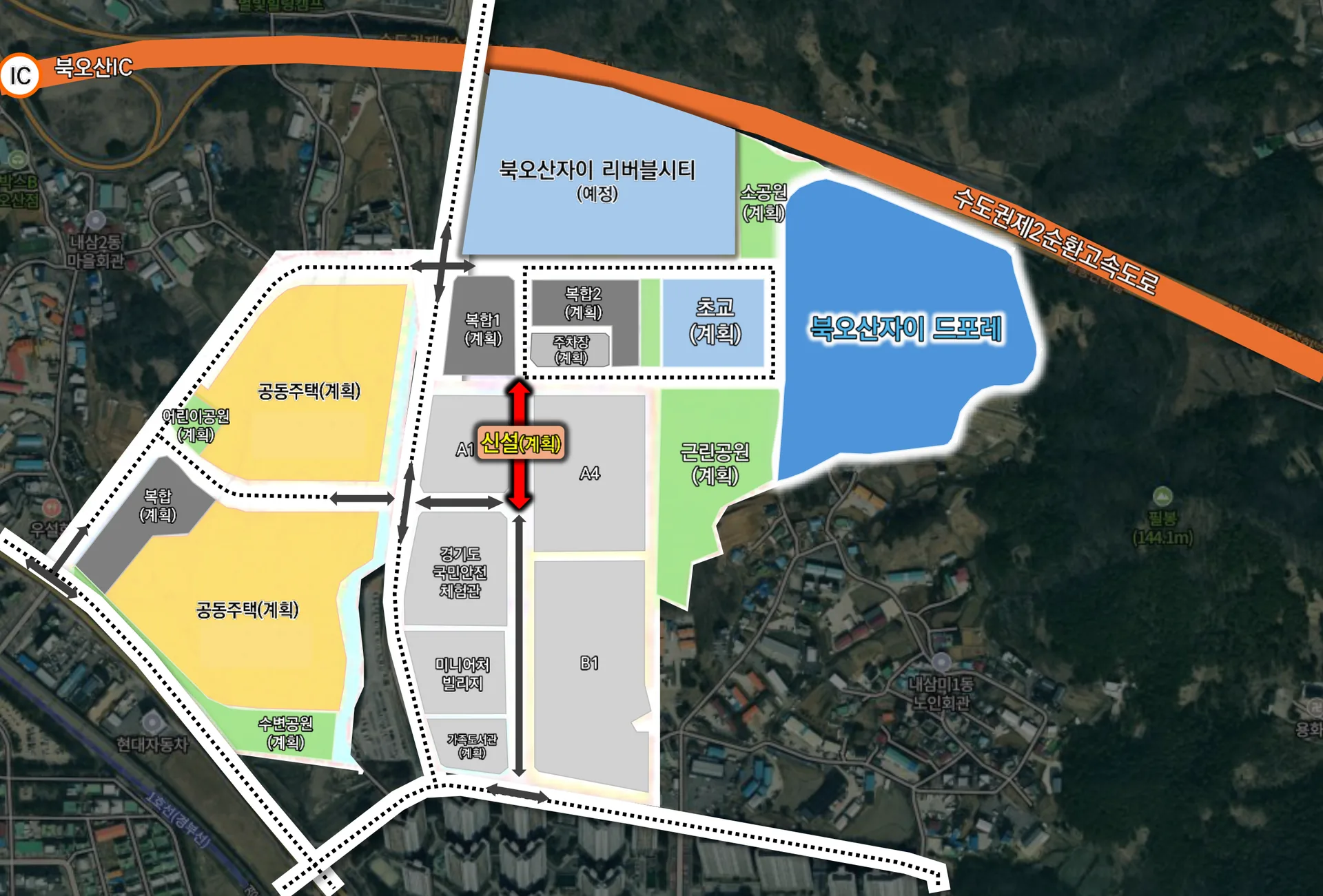 내삼미2구역 토지이용 및 신설도로 계획도